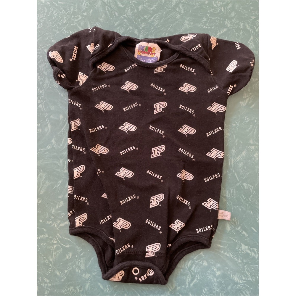 Purdue Boilermaker One Piece Vintage Black And Gold Bodysuit Tee Size 12 Months